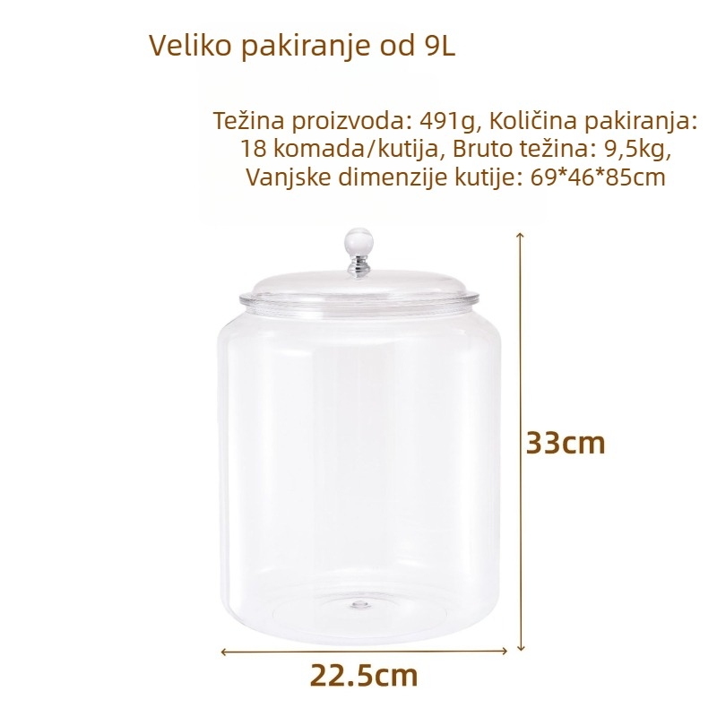 Proziran plastični spremnik s brtvom za skladištenje žitarica, čaja, sušenih korica naranče, suhih namirnica i orašastih plodova