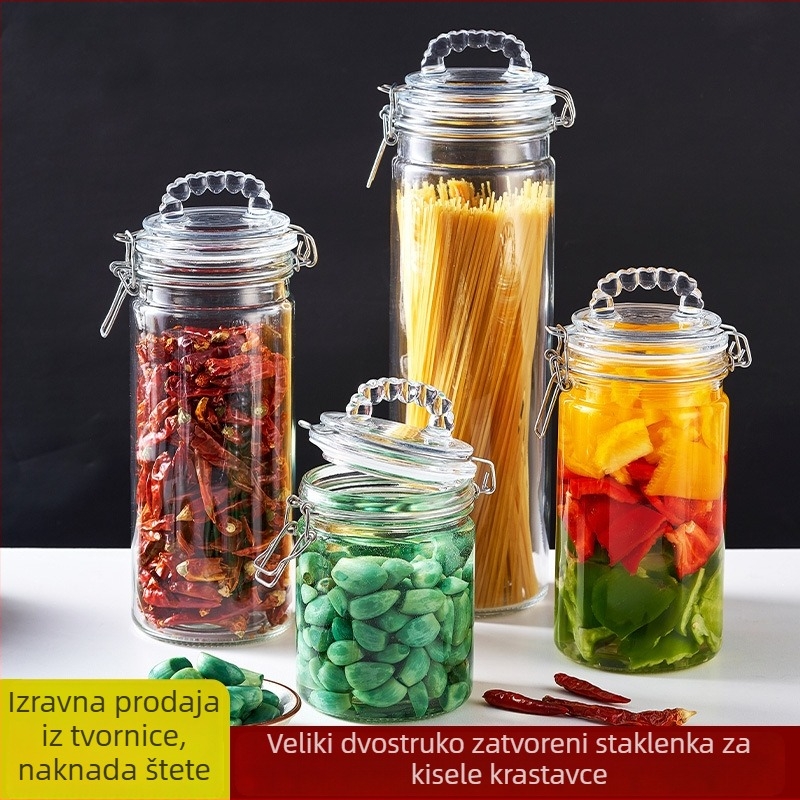 Staklena zatvorena posuda za kiseljenje krastavaca i ukiseljeni Češnjak, cilindrični spremnik za čuvanje hrane, lagani luksuz, 5 L i više