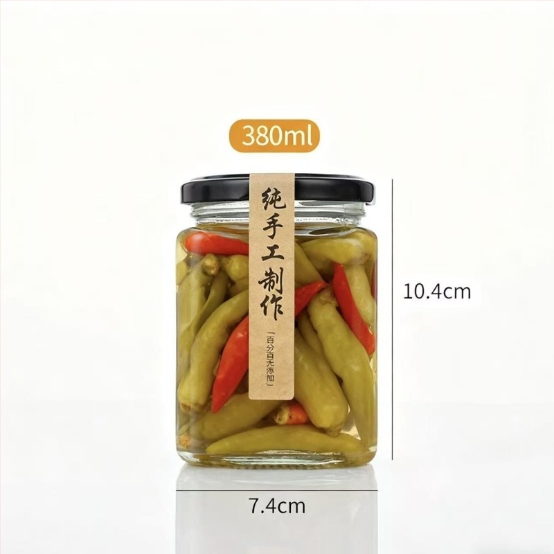 Staklena zatvorena posuda s poklopcem, kvadratna staklena boca za chilli umak i med, 50–730 ml
