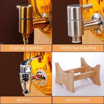 Horizontalno staklena posuda za kućnu izradu vina od ginsenga, s čepom i slavinom