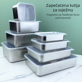 Kutija za hranu od nehrđajućeg čelika 201, pravokutna, 800–1000 ml, za hladnjak/zamrzivač, zatvorena, komercijalna uporaba