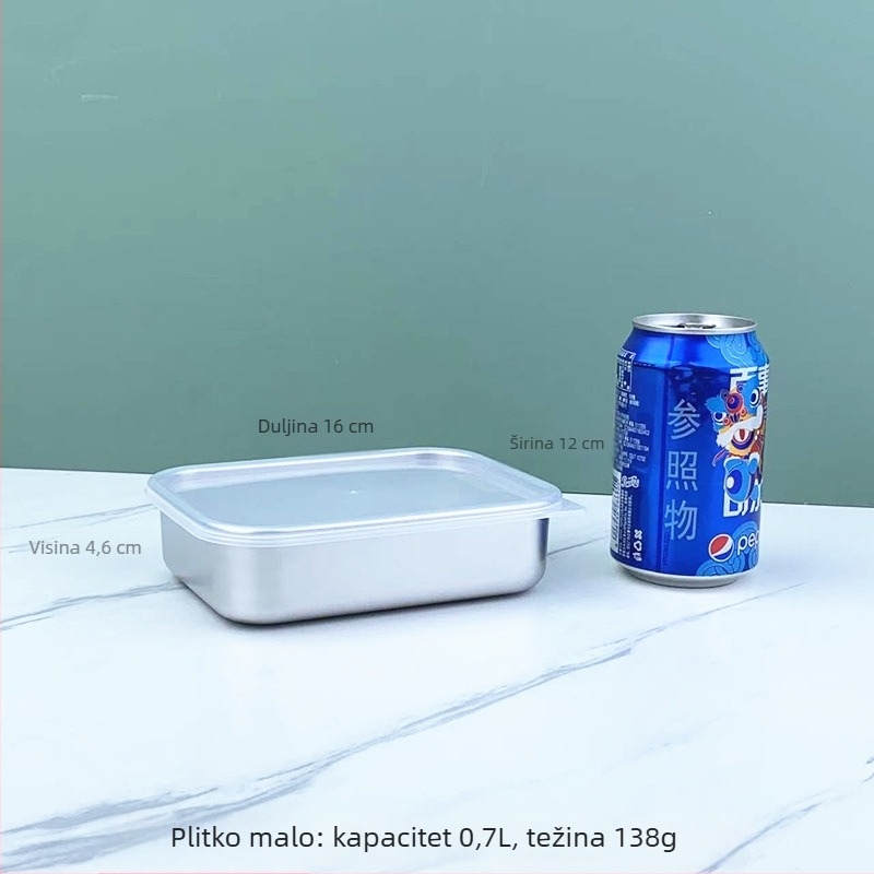 Kutija za hranu od nehrđajućeg čelika 201, pravokutna, 800–1000 ml, za hladnjak/zamrzivač, zatvorena, komercijalna uporaba