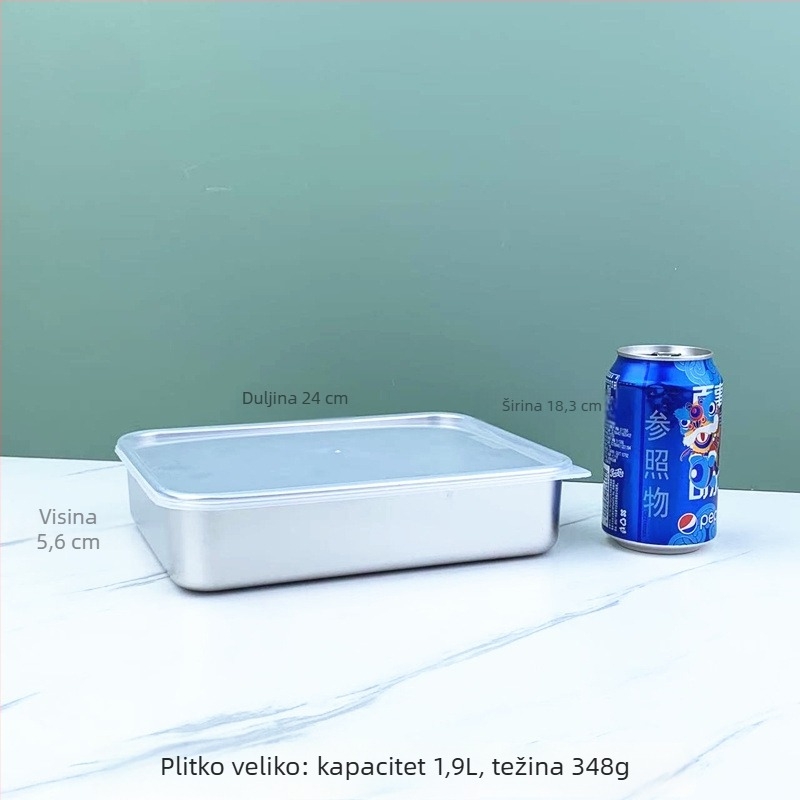 Kutija za hranu od nehrđajućeg čelika 201, pravokutna, 800–1000 ml, za hladnjak/zamrzivač, zatvorena, komercijalna uporaba