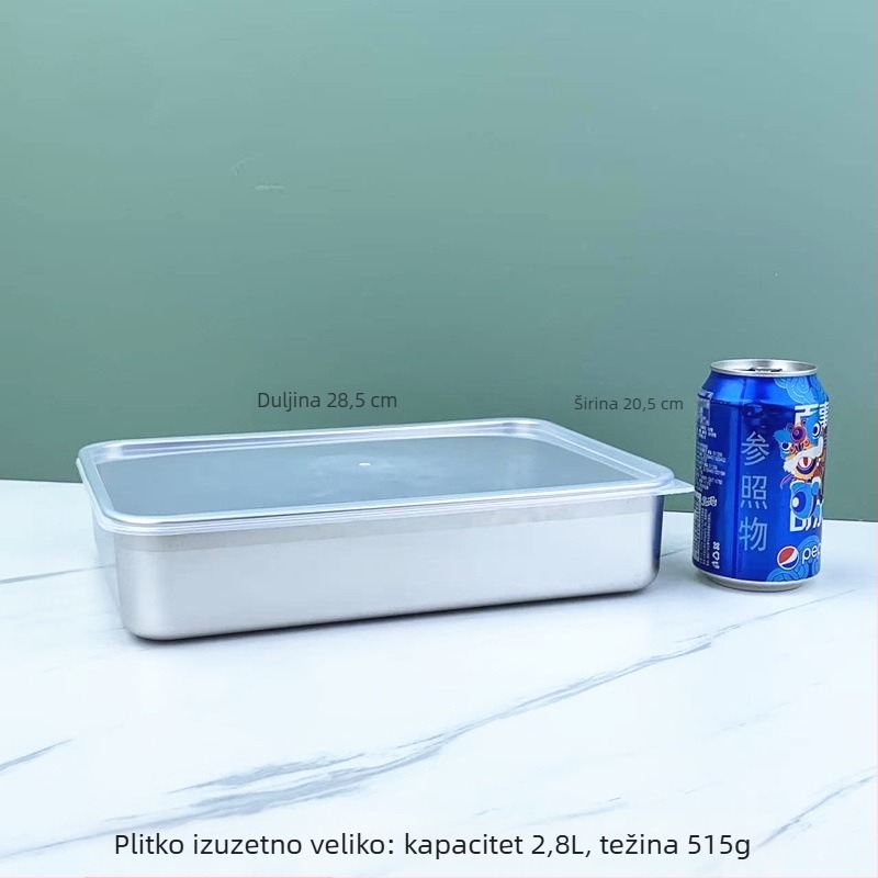 Kutija za hranu od nehrđajućeg čelika 201, pravokutna, 800–1000 ml, za hladnjak/zamrzivač, zatvorena, komercijalna uporaba