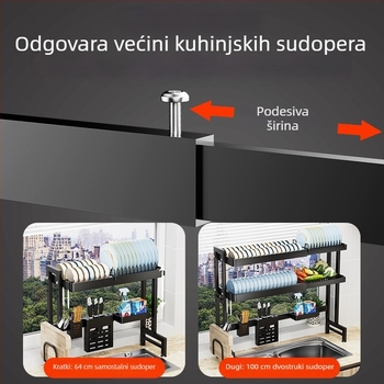 Proširivi odvodnik za suđe za sudoperu — pločasti stalak za tanjure i zdjele, višenamjenski odvodnik na radnoj površini