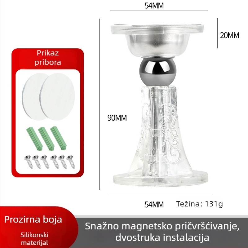 Silikonski stoper za vrata bez bušenja, snažan magnet, tiho zatvaranje