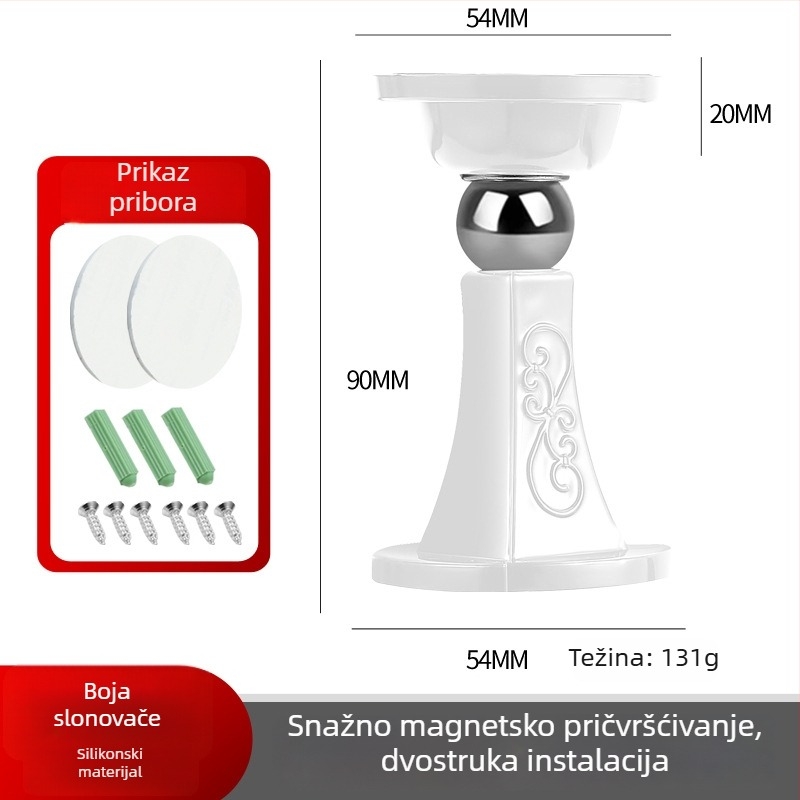 Silikonski stoper za vrata bez bušenja, snažan magnet, tiho zatvaranje