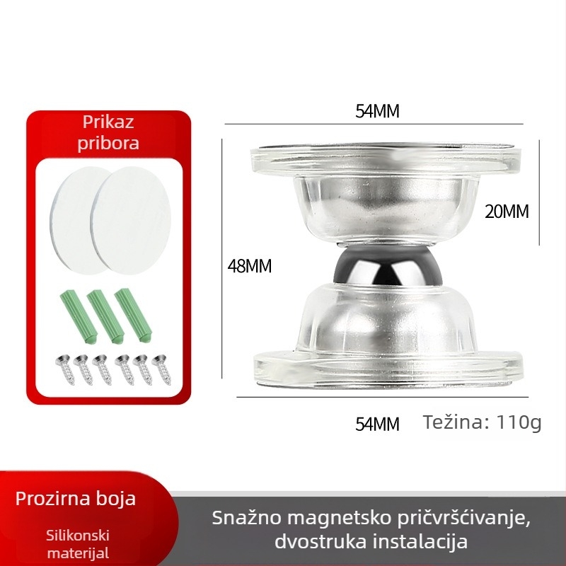 Silikonski stoper za vrata bez bušenja, snažan magnet, tiho zatvaranje