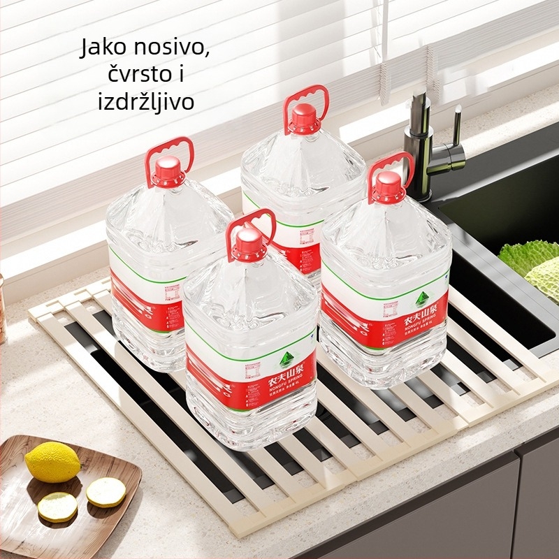 Kuhinjski odvlačni stalak za suđe, sklopivi skladišni stalak, silikonska odvodna podloga