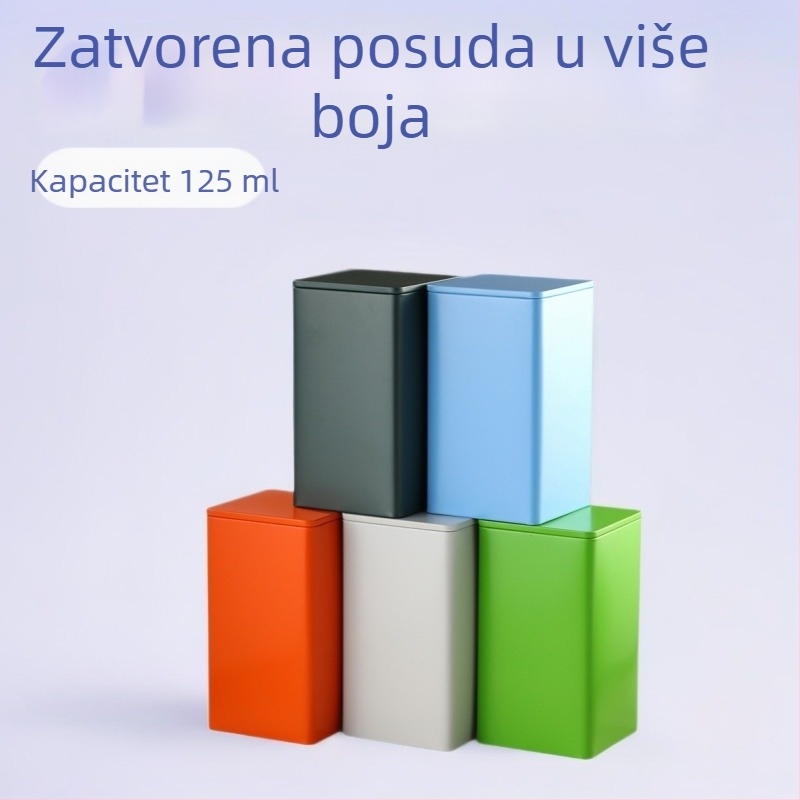 Metalna kutija za čaj, višebojna, japanskog stila, mat završna obrada, zatvorena