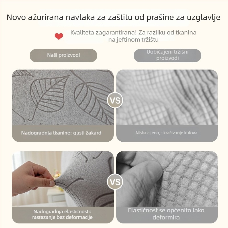 2025 nova minimalistička jacquard navlaka za naslonski dio kreveta — potpuno obuhvatna zaštita od prašine, protuklizna i otporna na habanje, krem boja
