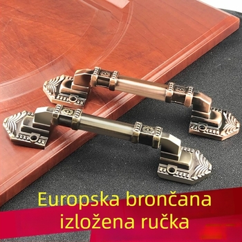 Kvaka za vrata od cinkove legure, površinski montirana, za klizna i dvokrilna drvena vrata; pogodno za ulazna vrata, ormariće i unutarnja vrata.