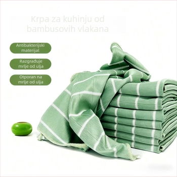 Kuhinjska krpa od bambusovih vlakana, debela verzija za pranje posuđa, višefunkcionalna krpa za ribanje, antibakterijska krpa