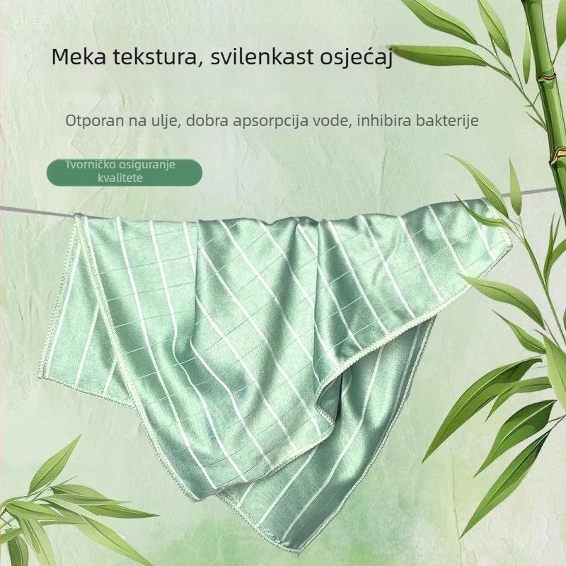 Kuhinjska krpa od bambusovih vlakana, debela verzija za pranje posuđa, višefunkcionalna krpa za ribanje, antibakterijska krpa