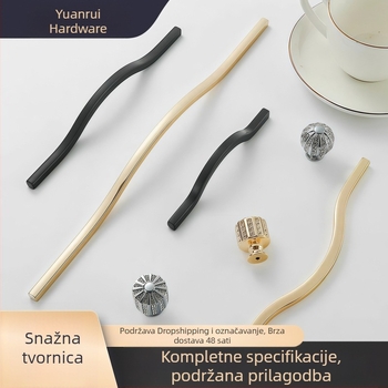Ručka za ormar od legure cinka, produženi zlatni nordijski dizajn, crna ručica europskog stila za garderobu i ladice