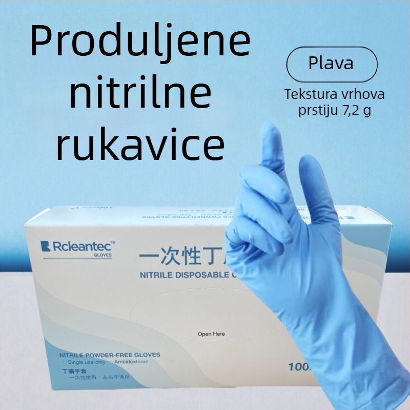 Jednokratne nitril rukavice plave boje, debele i produžene, za kućne poslove i pranje posuđa, vodootporne i izdržljive