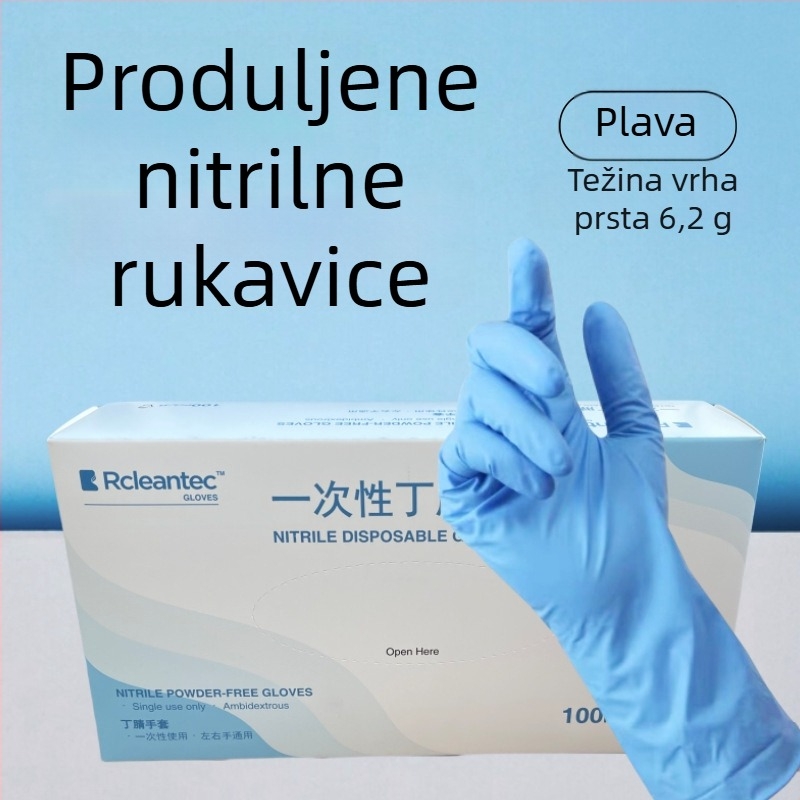 Jednokratne nitril rukavice plave boje, debele i produžene, za kućne poslove i pranje posuđa, vodootporne i izdržljive