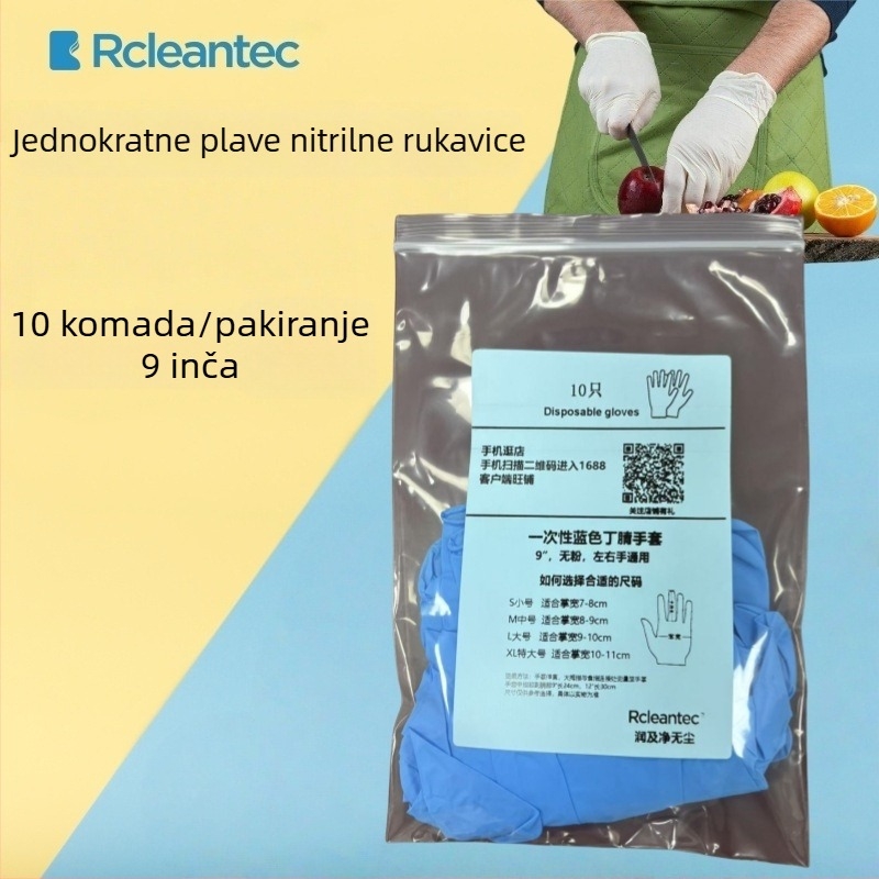 Jednokratne nitril rukavice plave boje, debele i produžene, za kućne poslove i pranje posuđa, vodootporne i izdržljive