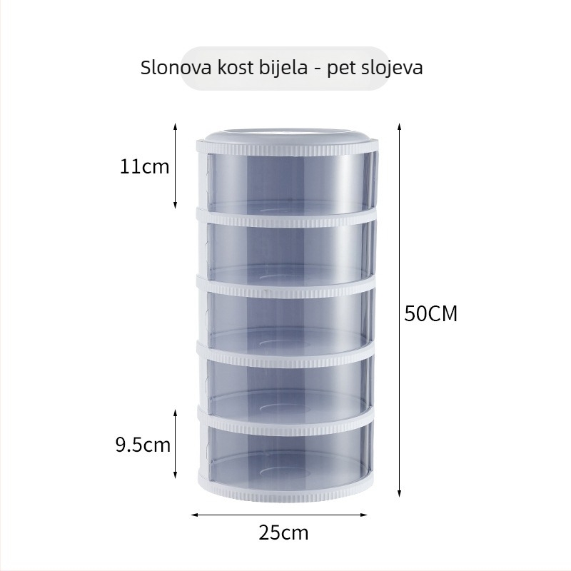 Plastični poklop za hranu s višeslojnim skladišnim stalkom, zaštita od prašine i muha, izolacijski poklop za ostatke hrane na stolu