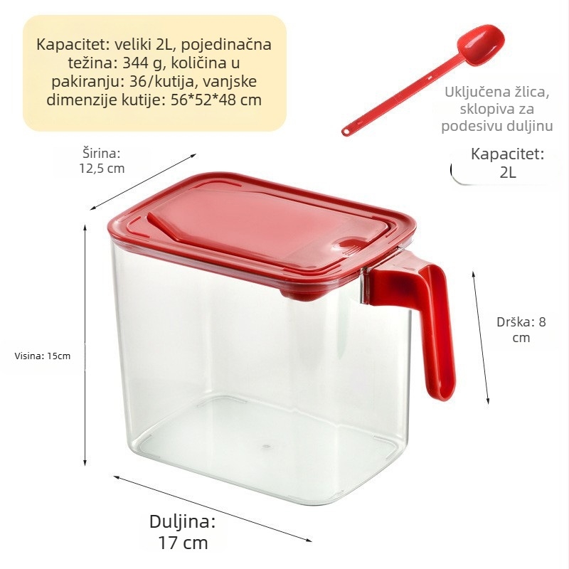 Kvadratna posuda za hranu s preklopnim poklopcem, vodootporna, za zrna i prašak, kapacitet 1–2 L