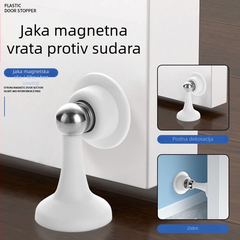 Plastični magnetski zaustavljač vrata bez bušenja, s usisom na pod, protiv sudara, tih, zidna montaža za kupaonicu