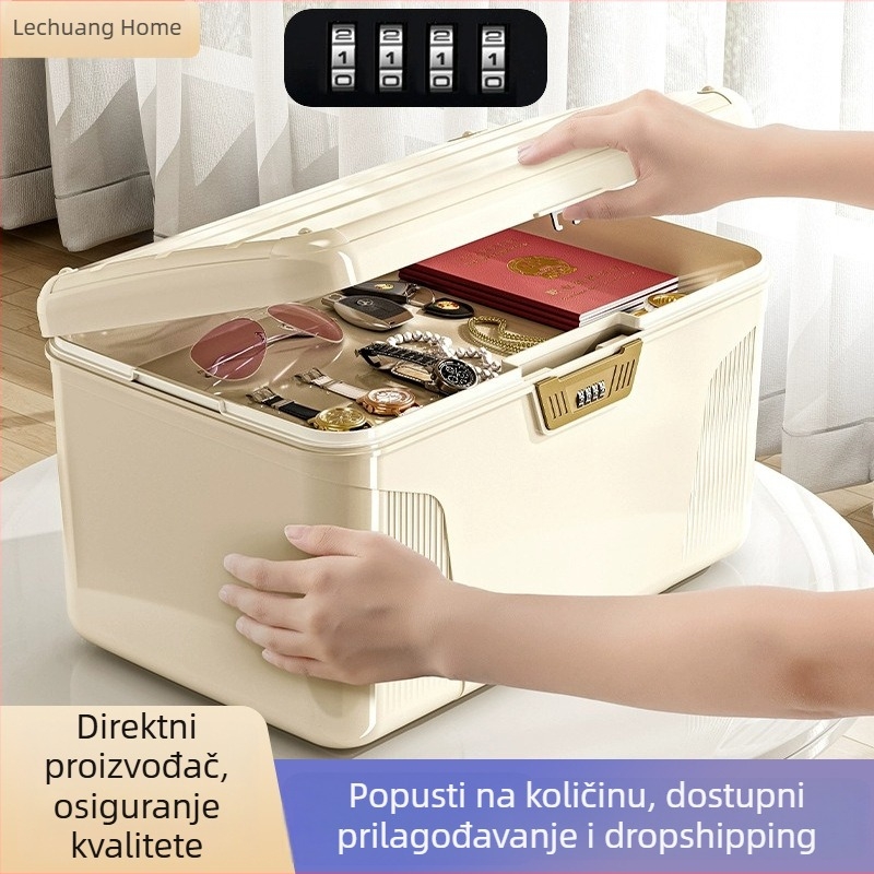 Plastična kutija za skladištenje velikog kapaciteta s bravom za dokumente i osobne stvari