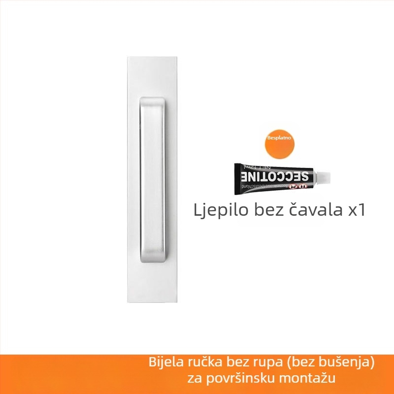 Kvaka za vrata od aluminijskog legura, bez bušenja, protiv krađe, za klizna vrata, kupaonicu i drvena vrata, površinski montirana