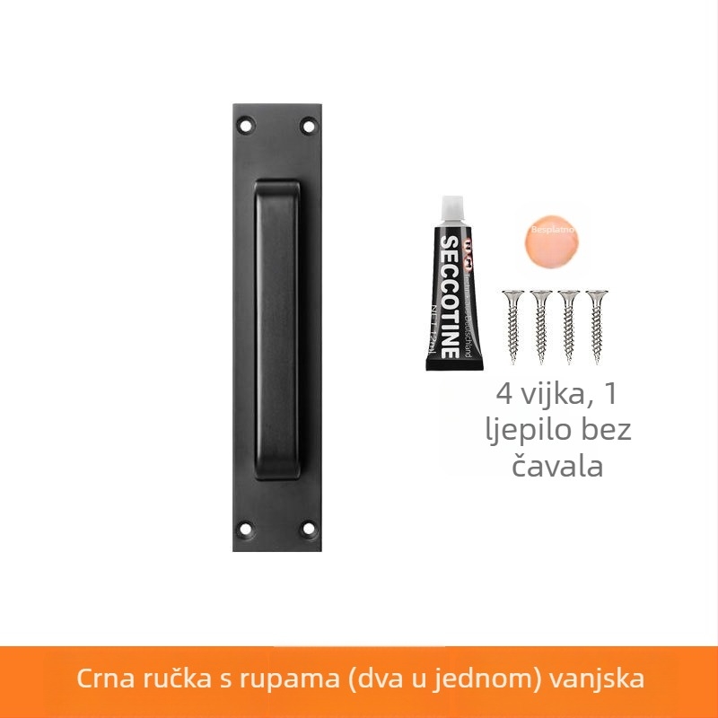Kvaka za vrata od aluminijskog legura, bez bušenja, protiv krađe, za klizna vrata, kupaonicu i drvena vrata, površinski montirana