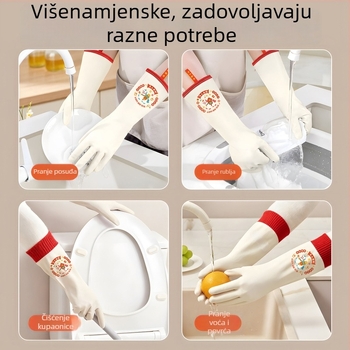 Nitrilne rukavice za pranje posuđa s podesivim manžetom i baršunastom podstavom – izdržljive i vodootporne za kuhinju i pranje rublja