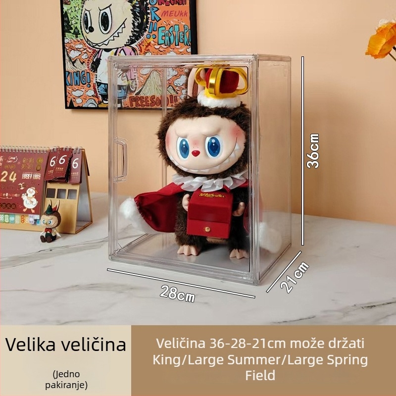 Akrilni izložbeni ormarić za Labubu lutke s zaštitnom kutijom protiv prašine; kutija za skladištenje i izlaganje Bubble Mart figura