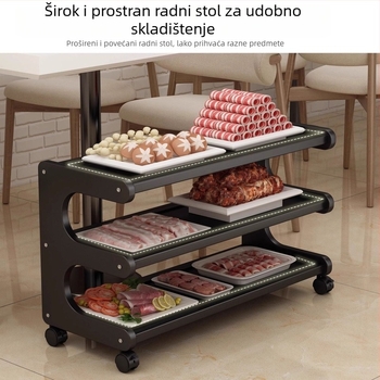 Pokretni rega za skladištenje s kotačićima za restorane s hot potom i roštiljem