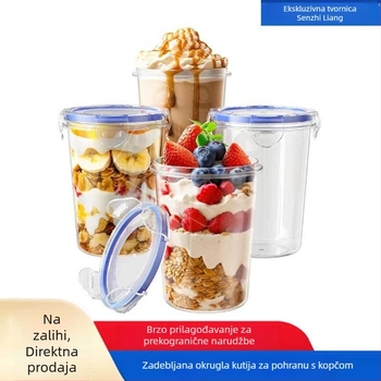 Prozirna plastična posuda za hranu s poklopcem, PP, 800-1000 ml, za zobene pahuljice i žitarice