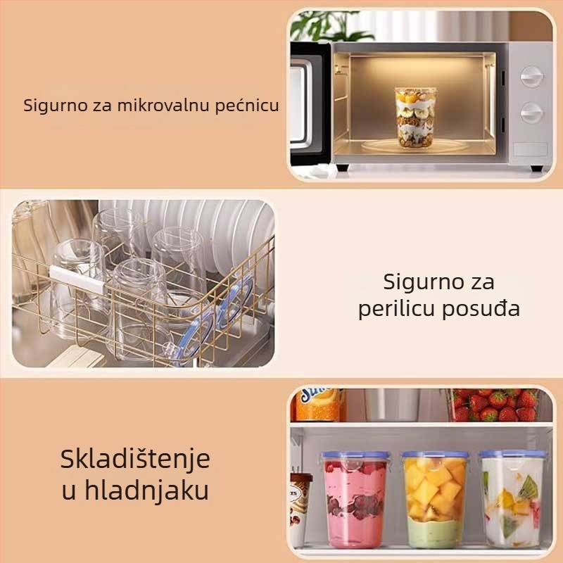 Prozirna plastična posuda za hranu s poklopcem, PP, 800-1000 ml, za zobene pahuljice i žitarice