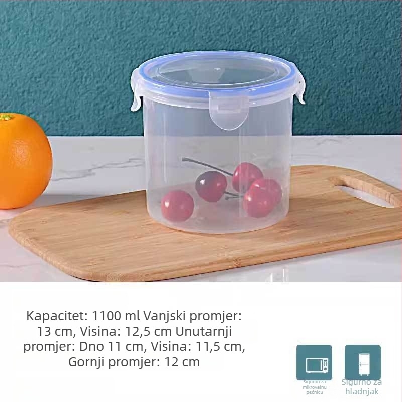 Prozirna plastična posuda za hranu s poklopcem, PP, 800-1000 ml, za zobene pahuljice i žitarice