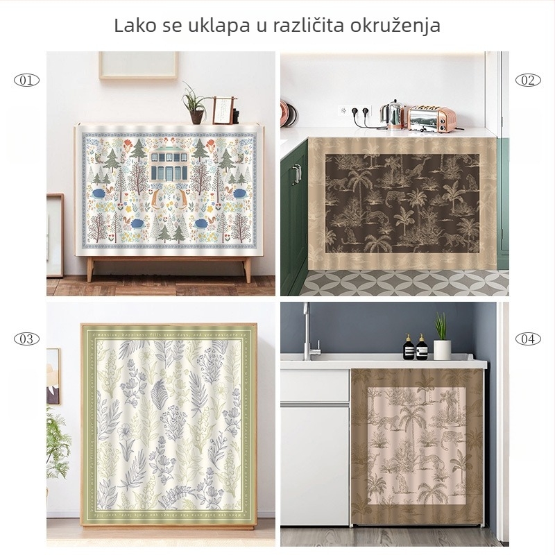Tekstilna zavjesa za kuhinjski ormar s Velcro – kratka baršunasta zavjesa za prašinu