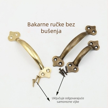 Bakrena kvaka za vrata od čistog bakra sa brušenim završetkom, za vrata, ladice, ormariće i prozore