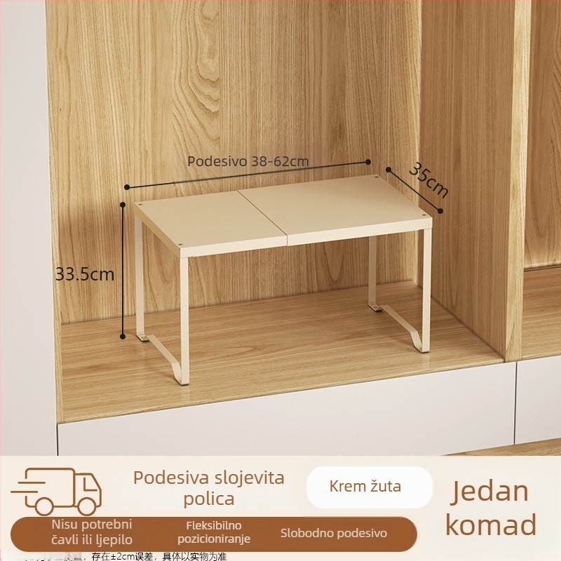 Organizator ormara sa slojevitom pregradom, karbonskim čeličnim materijalom, bez bušenja, izvlačni skladišni regal