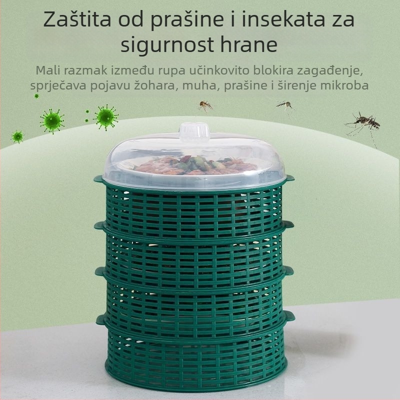 Višeslojni prozirni poklopac za hranu s višestrukim pretincima za ostatke, zaštita od prašine i komaraca, za stol