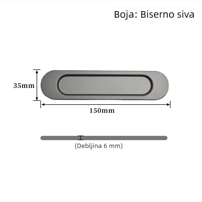 Minimalistička skrivena ručka za klizna vrata, garderobu i staklena vrata, aluminijski spoj, bez bušenja