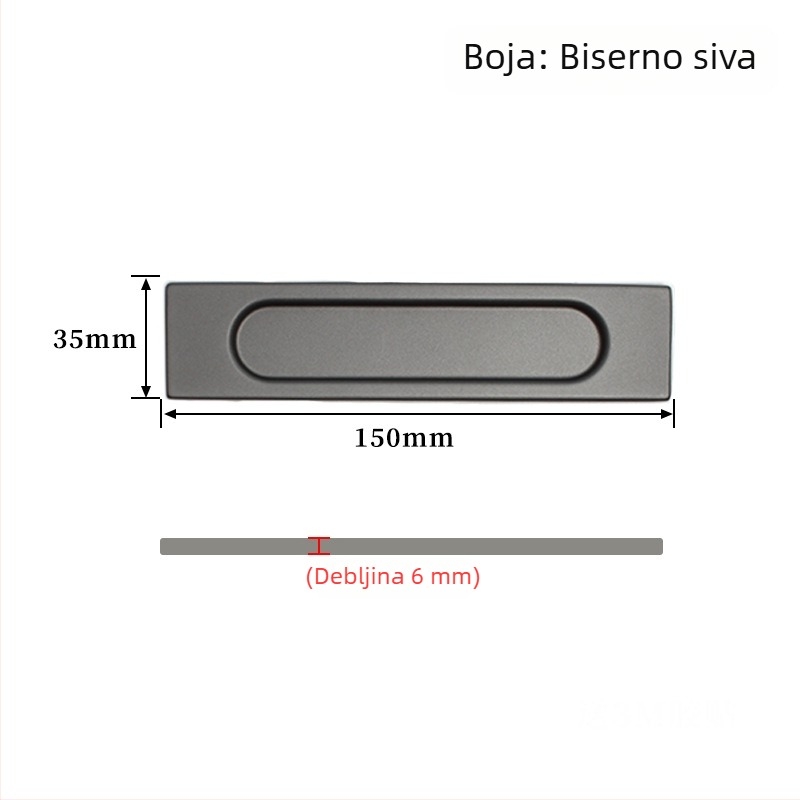 Minimalistička skrivena ručka za klizna vrata, garderobu i staklena vrata, aluminijski spoj, bez bušenja