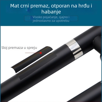 Drška za vrata od nehrđajućeg čelika s bezokvirnim staklenim držačem, mat crna, debela konstrukcija, za drvena vrata, pogodno za KTV