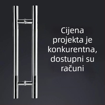 Ručka za vrata od nehrđajućeg čelika s okruglom cijevi, pjeskano završna obrada za hotelska staklena ulazna vrata, moderan minimalistički stil