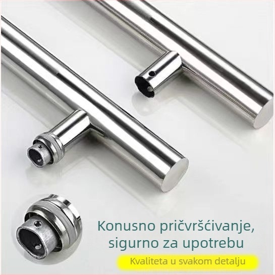 Ručka za vrata od nehrđajućeg čelika s okruglom cijevi, pjeskano završna obrada za hotelska staklena ulazna vrata, moderan minimalistički stil