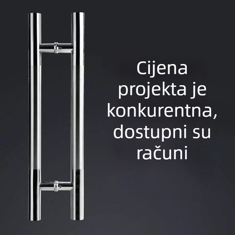 Ručka za vrata od nehrđajućeg čelika s okruglom cijevi, pjeskano završna obrada za hotelska staklena ulazna vrata, moderan minimalistički stil