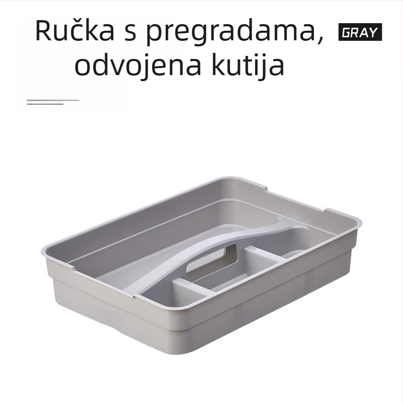 Dvostruka plastična kutija za pohranu s pregradama i poklopcem, prozirni prijenosni organizator za kozmetiku, lijekove i igračke