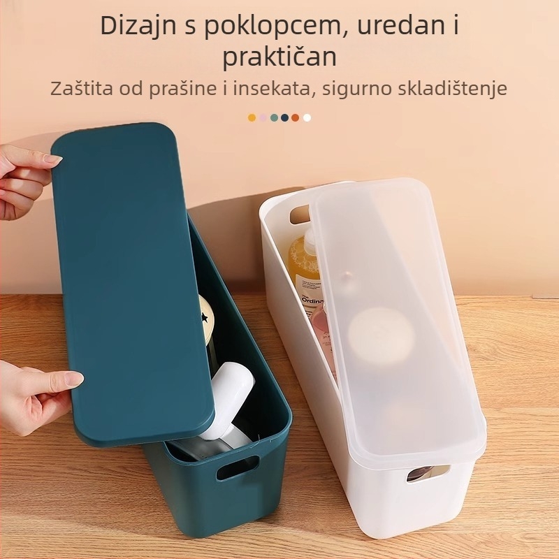 Plastična kutija za pohranu s poklopcem, za stolnu upotrebu — organizator za grickalice i sitnice, 18 L, kuhinja, dnevni boravak i kupaonica.