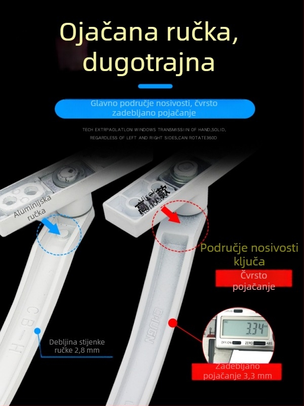 Stari stil ručice za vrata i prozore od plastično-čelične konstrukcije, ručka u obliku 7, plosna ručica za prozor, ručica s bravom za klizne prozore, ručica za staklena vrata s ključem
