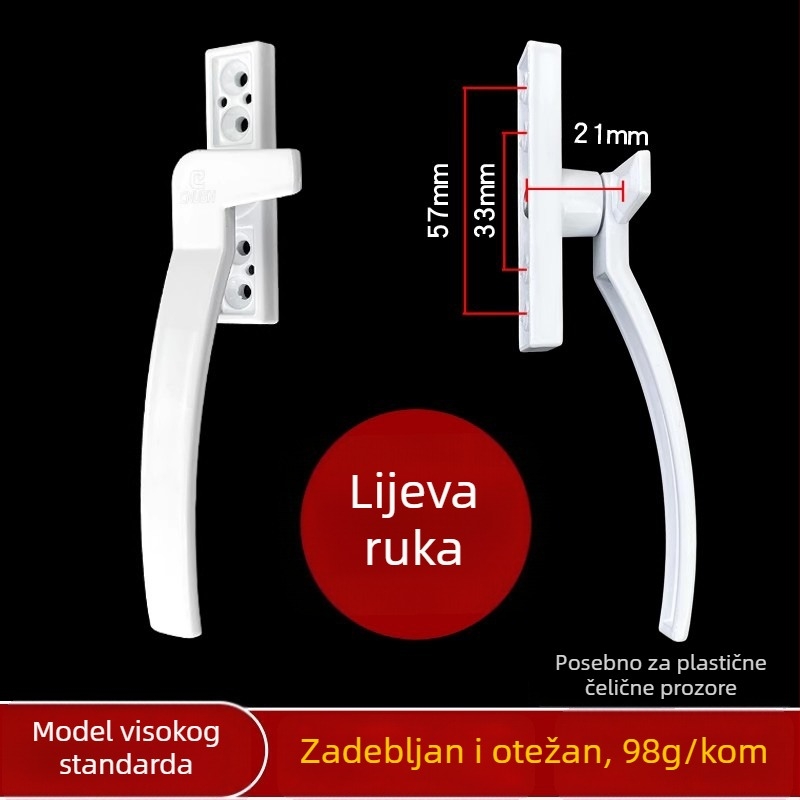 Stari stil ručice za vrata i prozore od plastično-čelične konstrukcije, ručka u obliku 7, plosna ručica za prozor, ručica s bravom za klizne prozore, ručica za staklena vrata s ključem