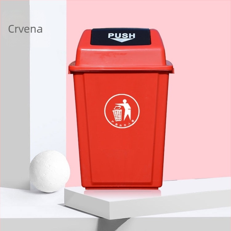 Kvadratni veliki vanjski plastični kanta za sortiranje otpada s poklopcem koji se ljulja, 60 L, za škole, trgovačke centre i kućnu upotrebu
