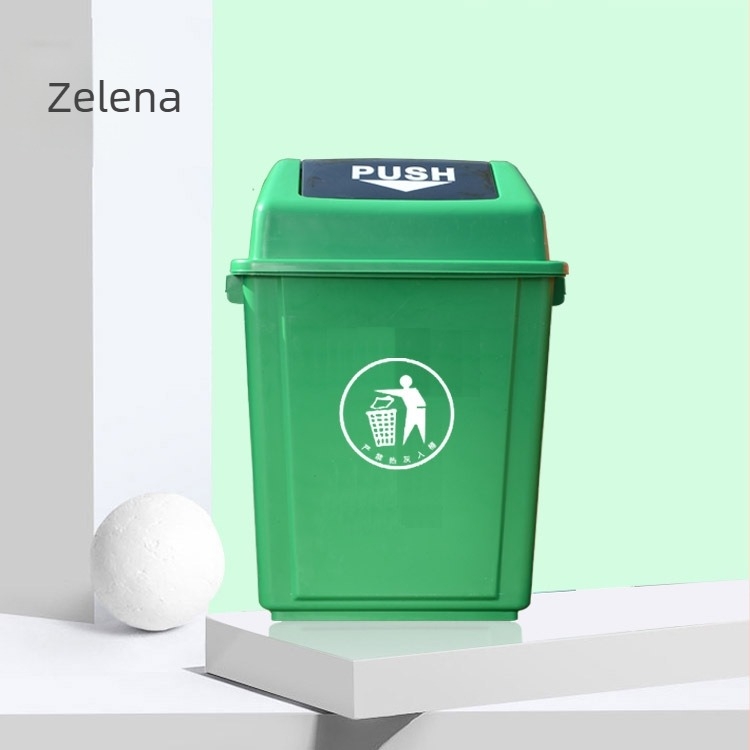 Kvadratni veliki vanjski plastični kanta za sortiranje otpada s poklopcem koji se ljulja, 60 L, za škole, trgovačke centre i kućnu upotrebu